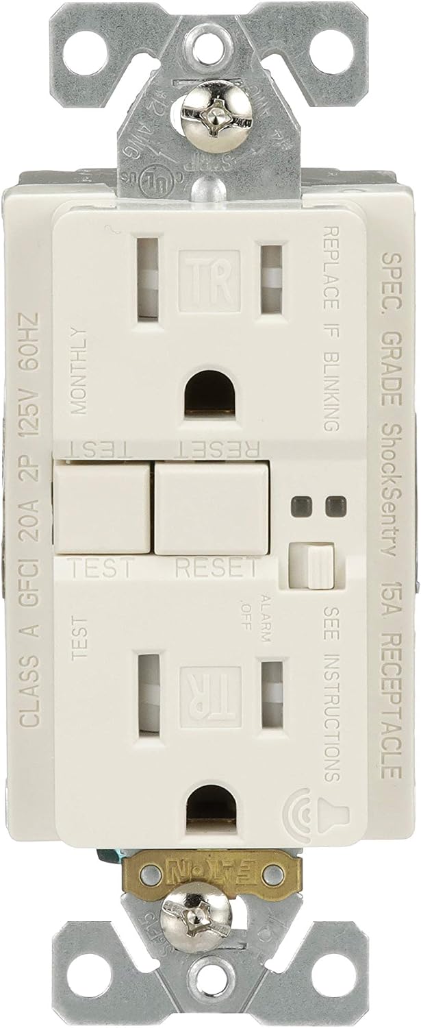 Receptáculo GFCI 15A 125V alarma audible almendra clara