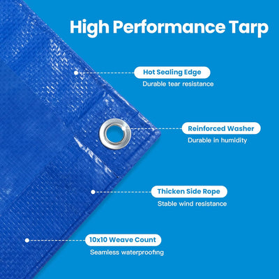 Lona 5x7ft impermeable UV resistente azul multiusos