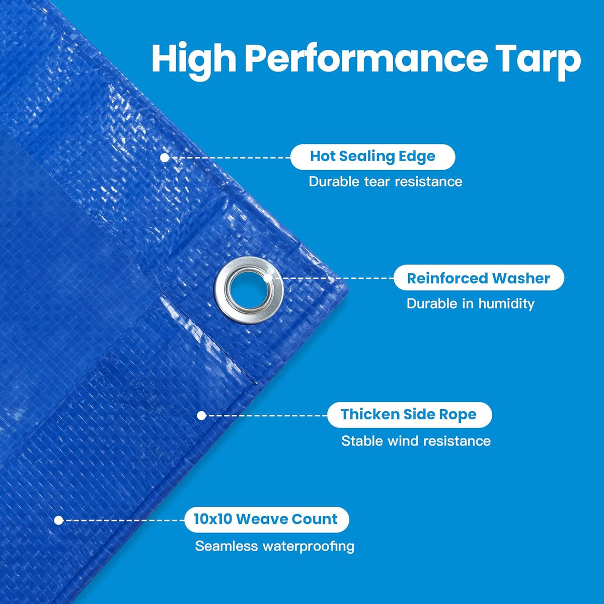 Lona 10x10ft impermeable UV resistente azul multiusos