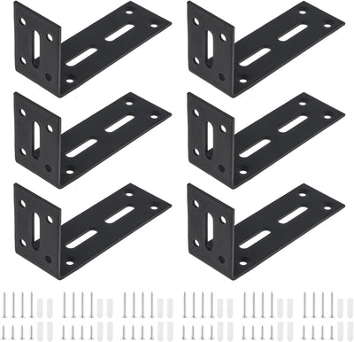 6 Soportes L Negro 4-5/7x2-1/3" para Madera