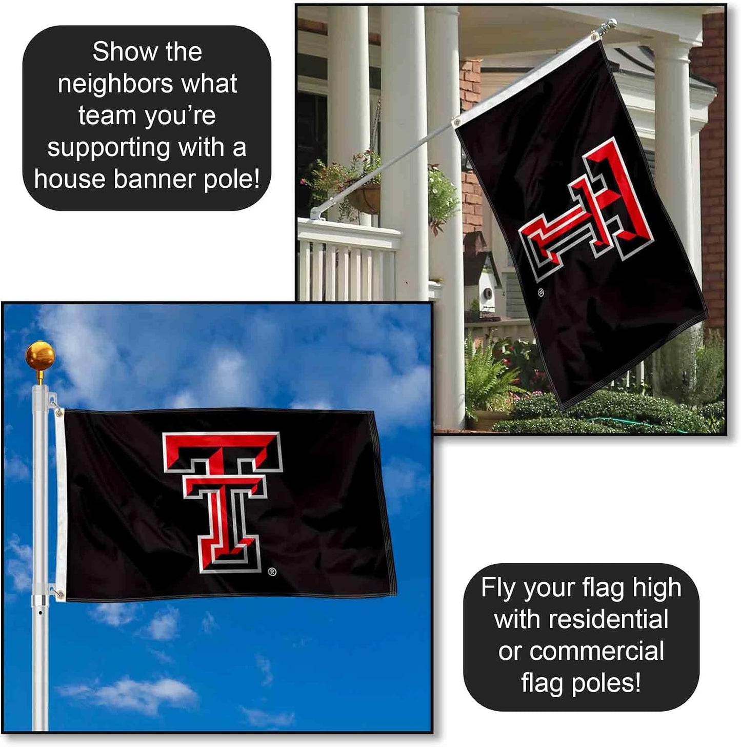Bandera universitaria TTU Texas Tech Red Raiders
