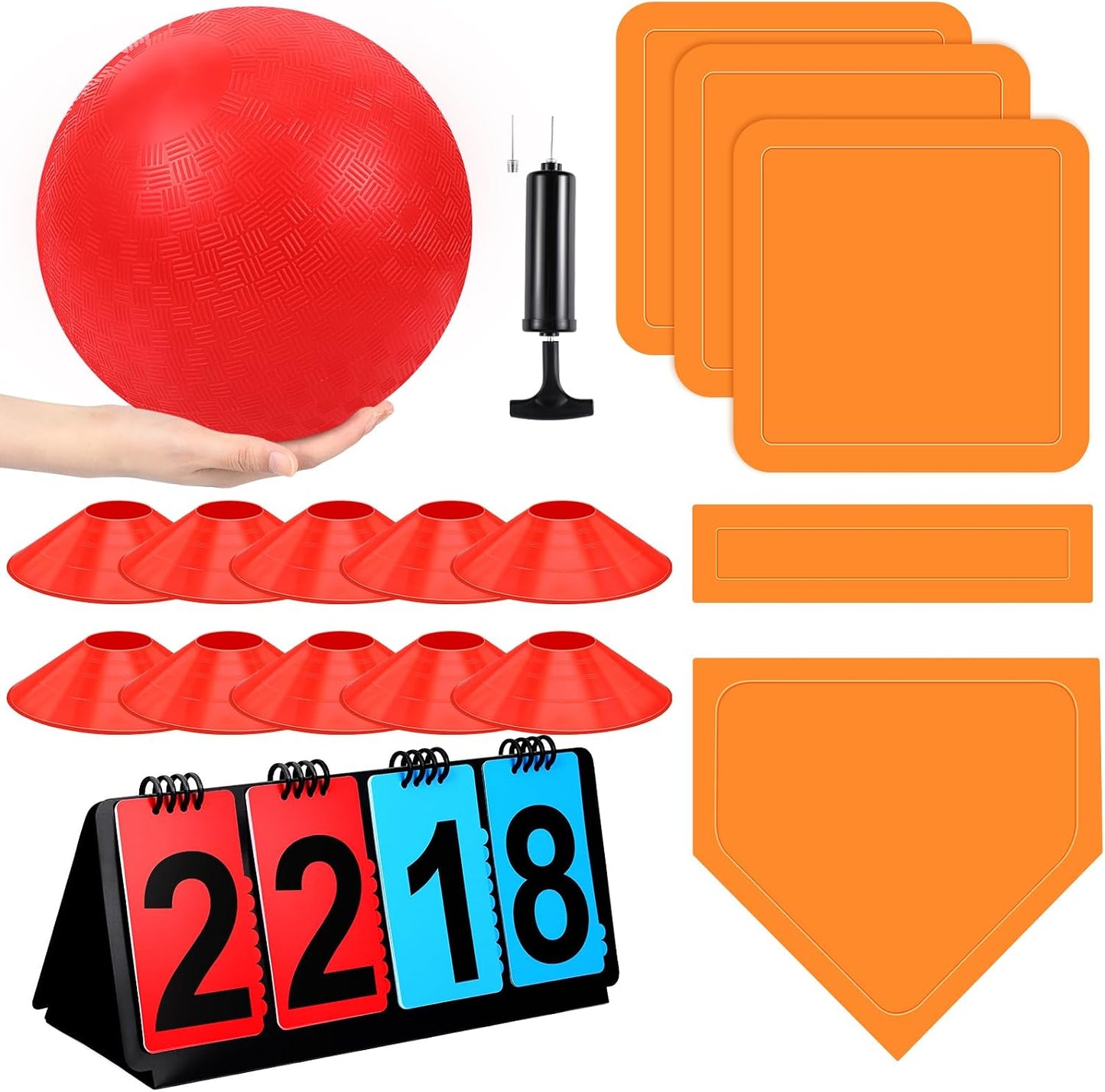 Set kickball 18 pzas pelota bases goma conos