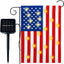 Bandera jardín doble cara 12x18pulg con luces led solar
