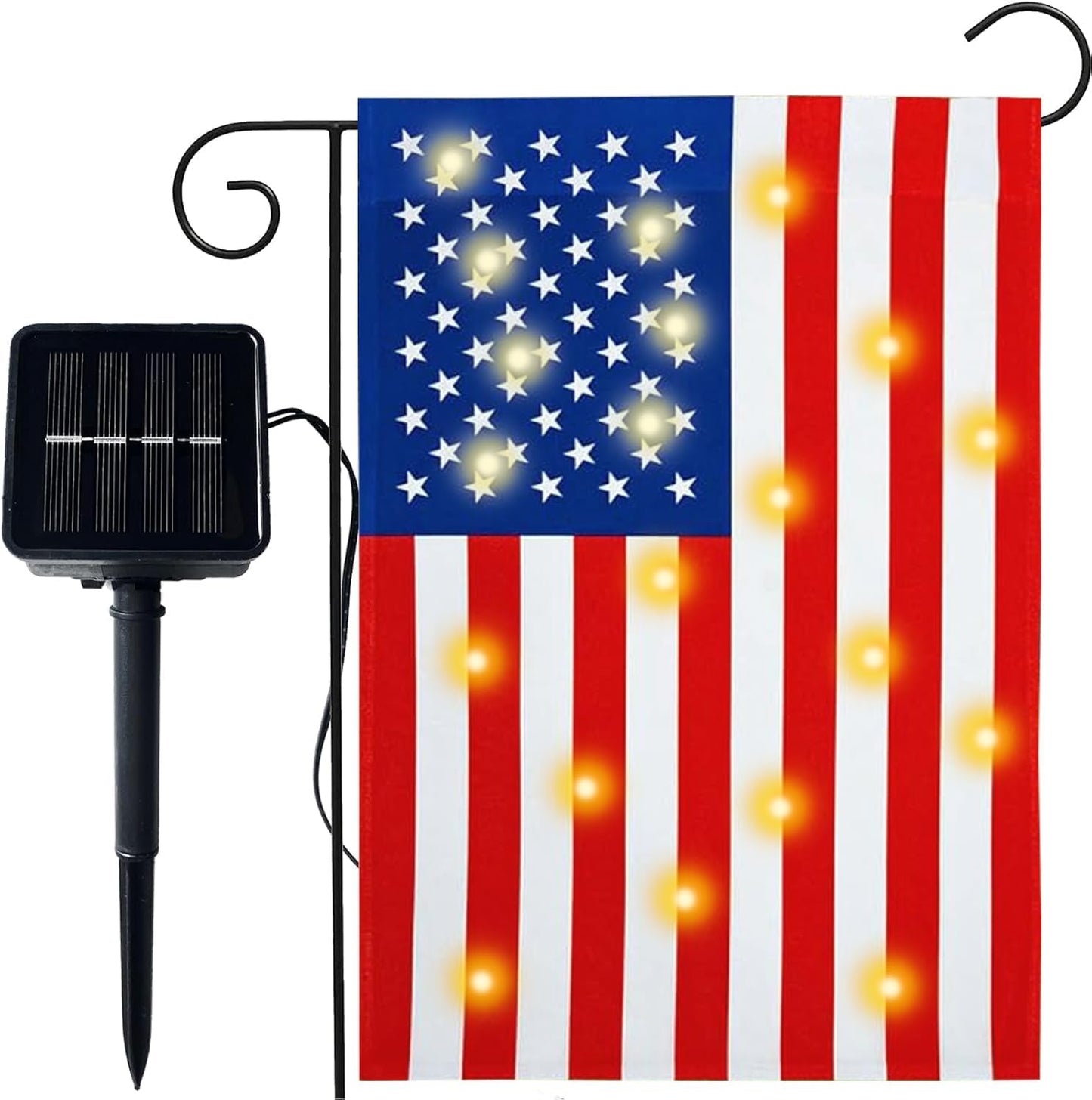 Bandera jardín doble cara 12x18pulg con luces led solar
