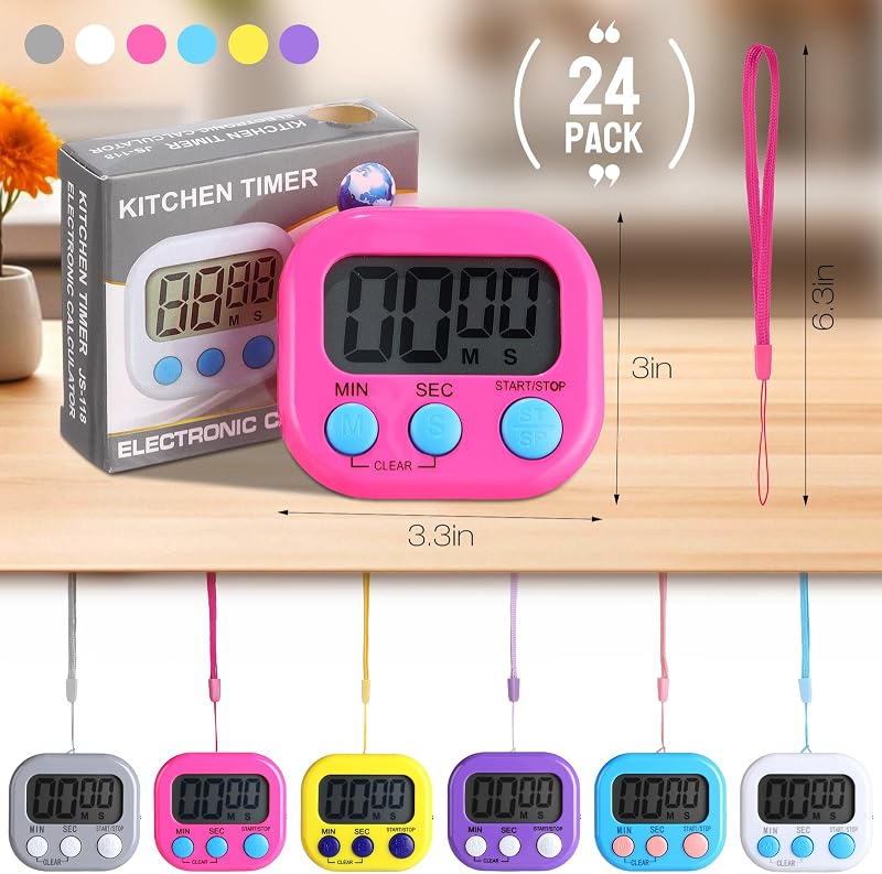 Pack 24 temporizadores cocina digital magnético alarma