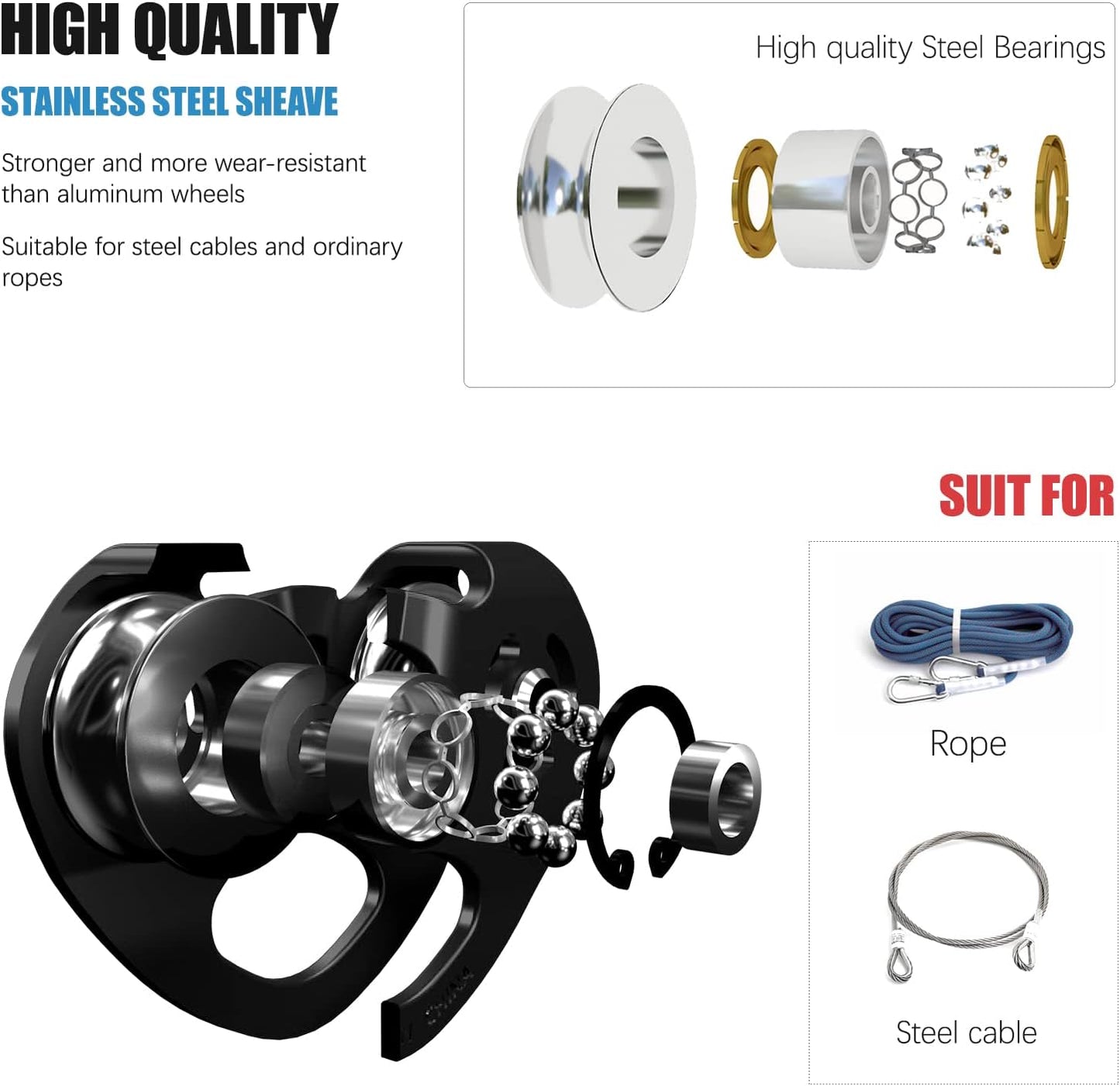 Kit carretilla mosquetón 25kN doble tándem escalada roca