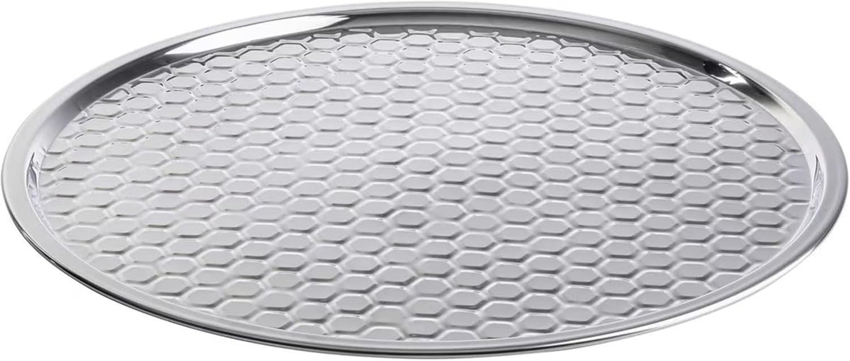 Bandeja redonda acero inox patrón panal 16x16pulg