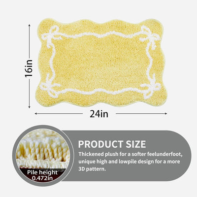 Alfombra baño lazo amarillo antideslizante microfibra 24x16pulg