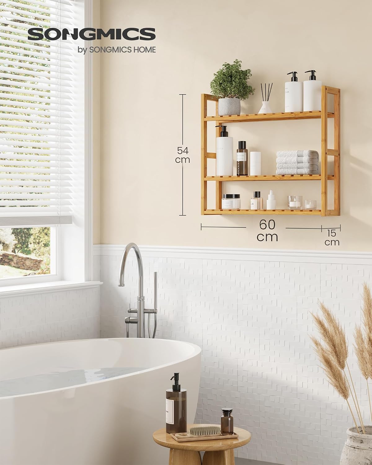 Estantería bambú 3 estantes multifuncional baño cocina sala