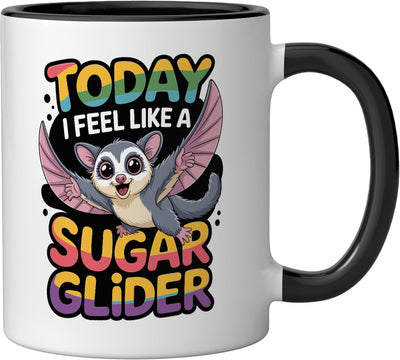 Taza cerámica retro possum glider negra/blanca