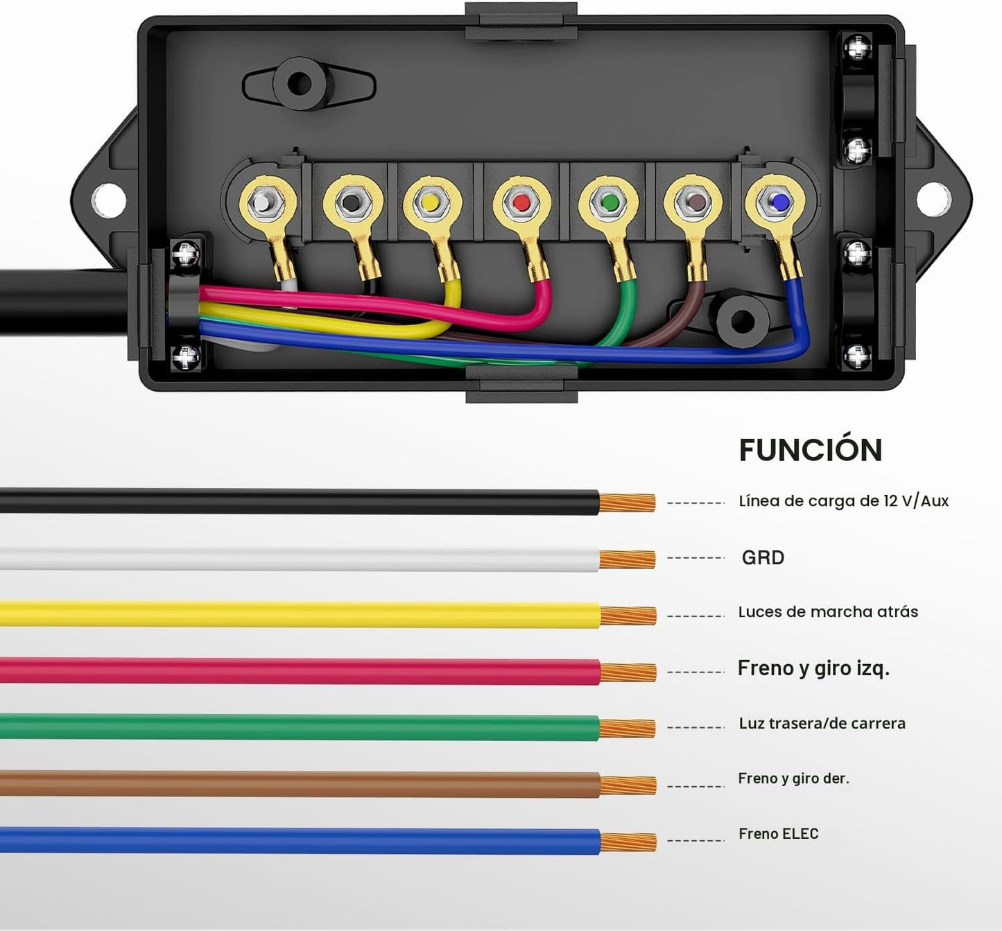 Cable enchufe remolque 7 vías 12pies caja impermeable
