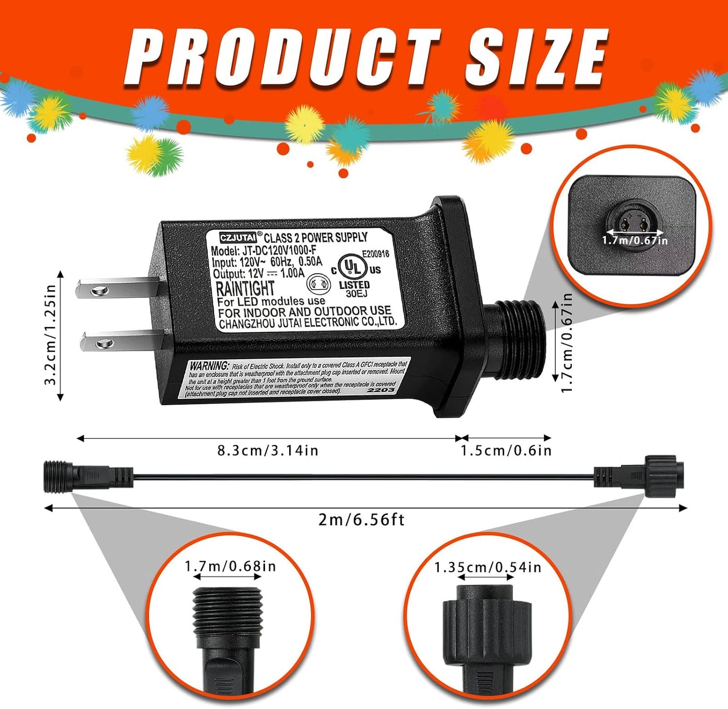 Controlador LED 12V con cable IP44 luces Navidad