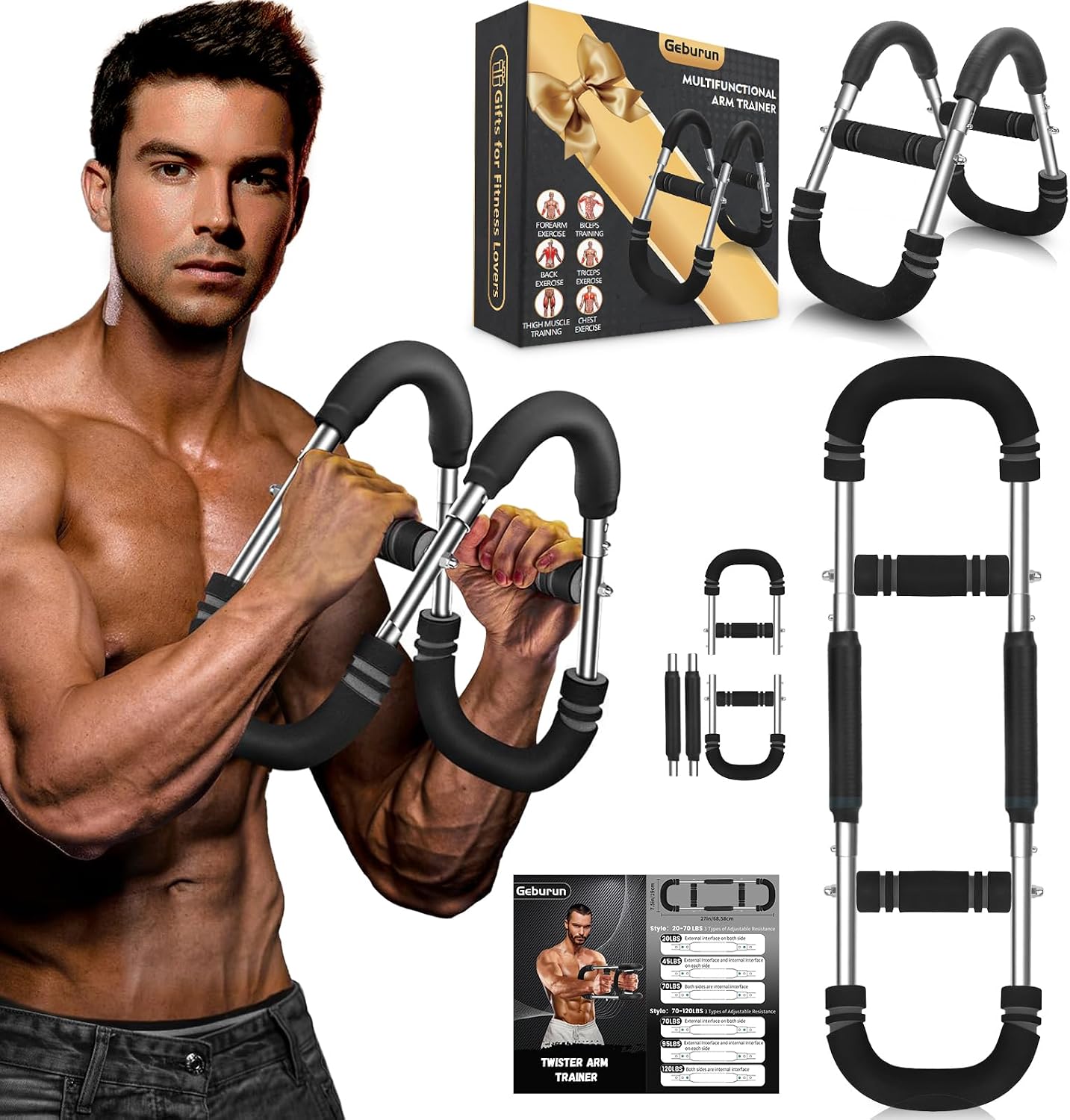 Entrenador brazos ajustable 20-120lb regalo hombres mujeres