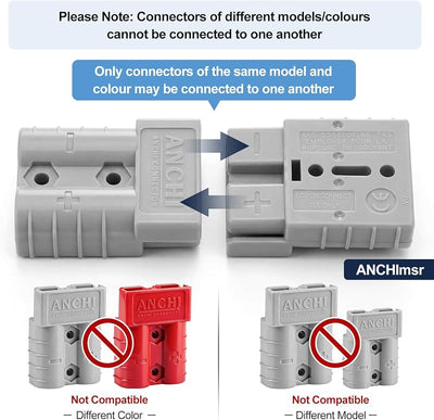 Conector 50A 600V 2 pares para batería 50A gris