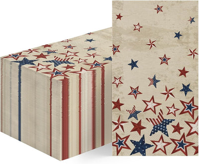 50 Pzas Servilletas Papel 4 de Julio Estrellas Patrióticas