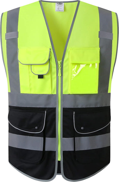 Chaleco seguridad reflectante 9 bolsillos transpirable amarillo