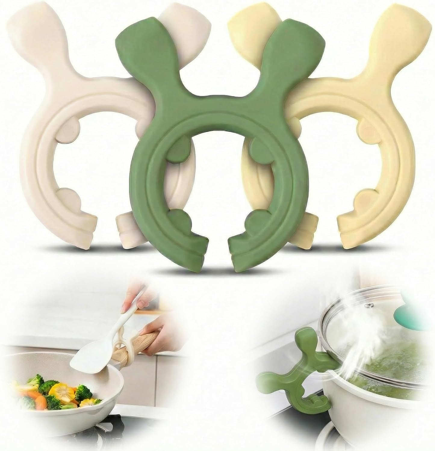 Porta cucharas de silicona multifuncional para cocina con liberador de vapor y soporte de espátula antiresbalante