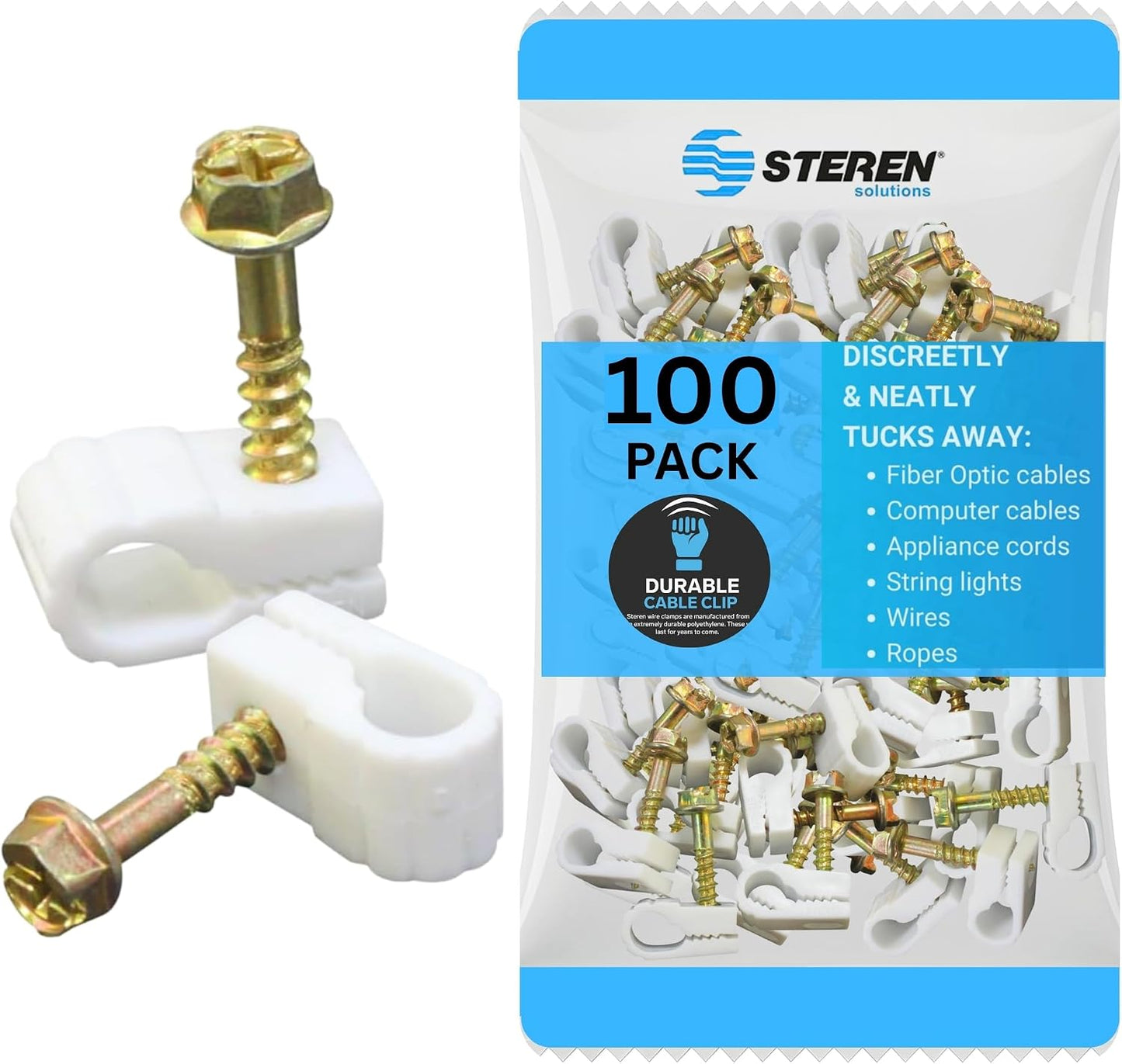Abrazaderas para cables escritorio 100uds blanco