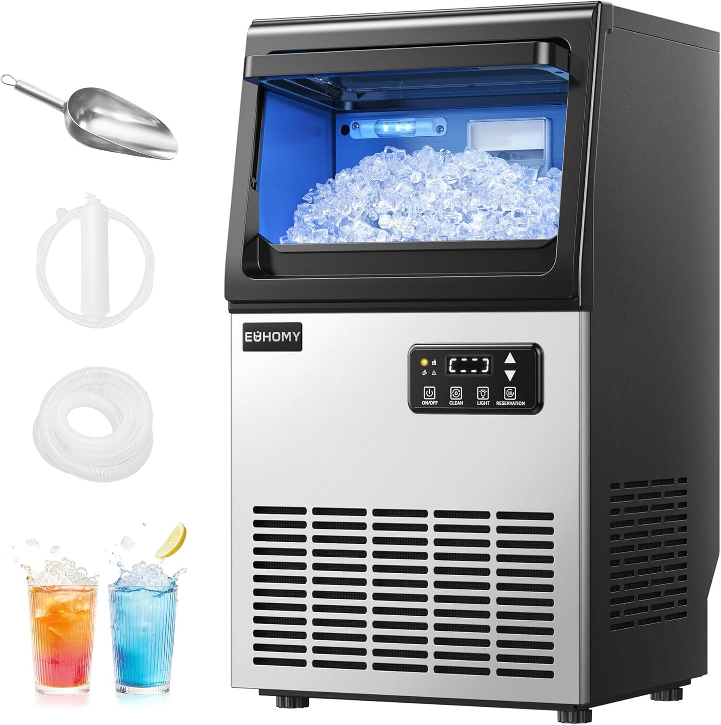 Máquina hielo pepitas acero inox 80lb/24h con filtro