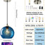 Lámpara colgante cristal azul isla cocina set 2 con LED