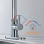 Grifo cocina acero inox arco alto con dispensador jabón