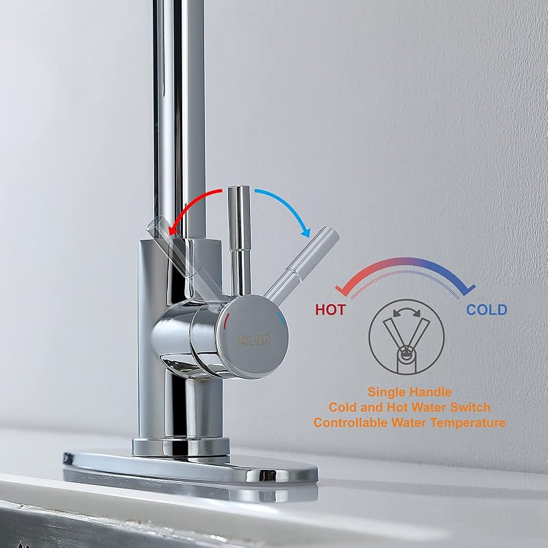 Grifo cocina acero inox arco alto con dispensador jabón