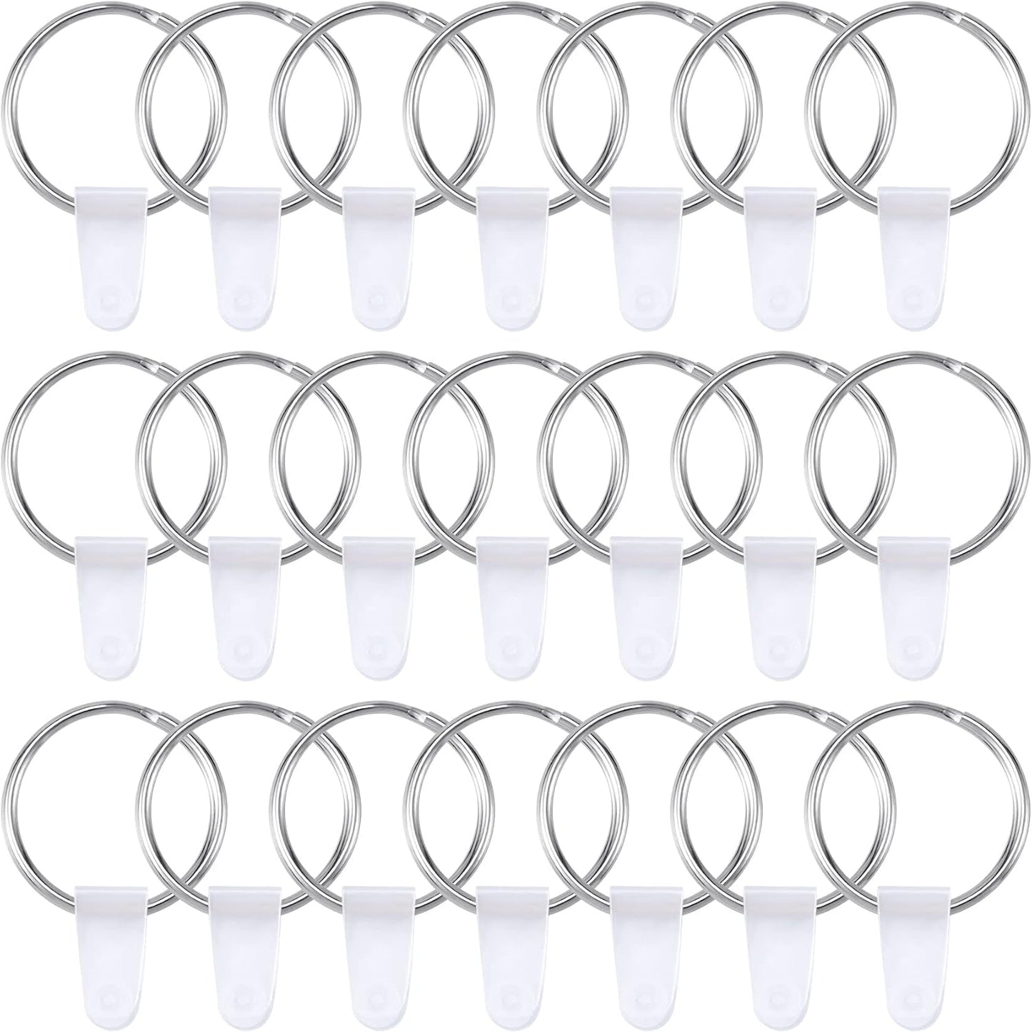 100 Llaveros Redondos Metal Pestañas Plástico Blanco para Joyas
