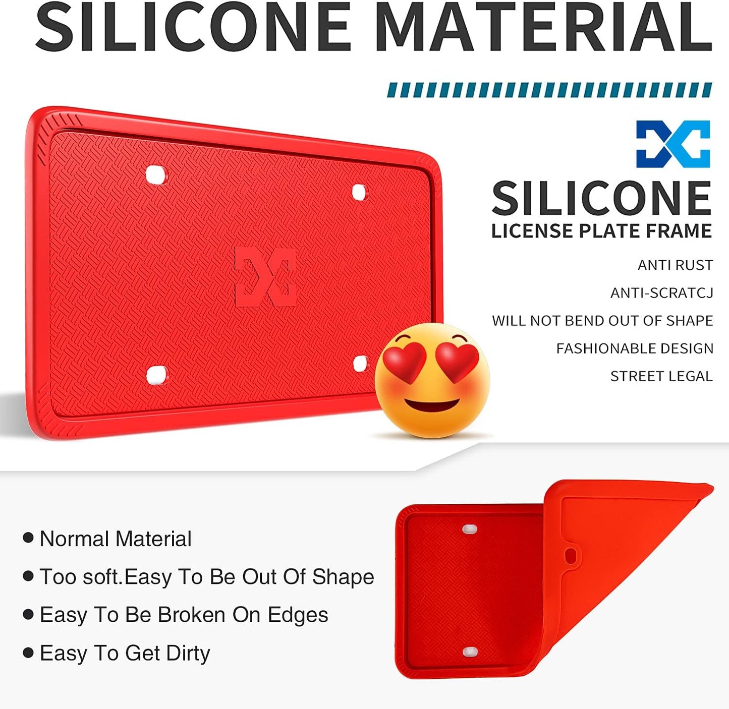 2 Fundas Silicona Marco Matrícula Soportes Resistentes Rojo