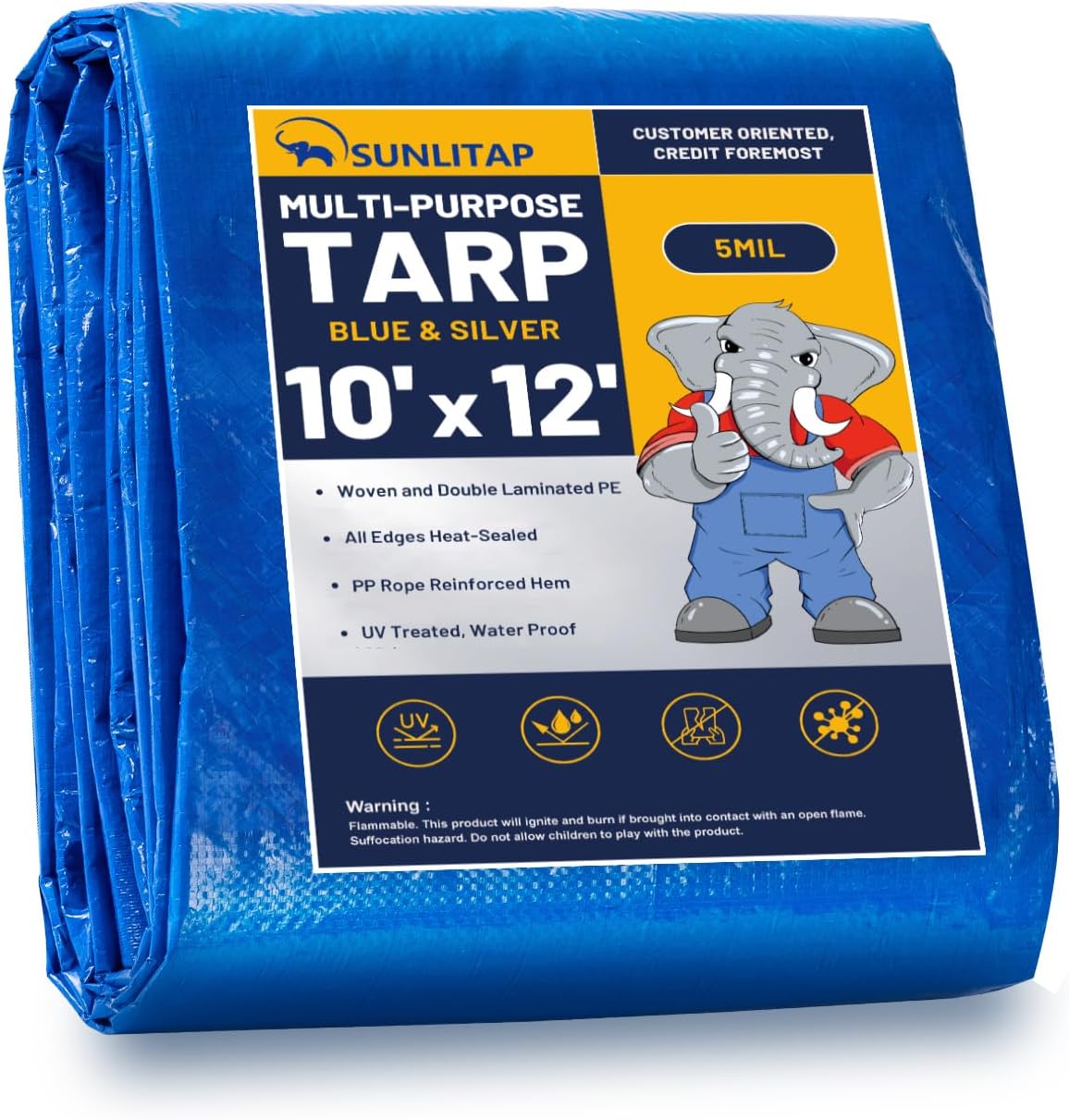 Lona polietileno 10x12ft impermeable 5 MIL reforzada