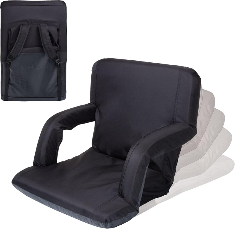 Silla estadio portátil reclinable con respaldo y cojín