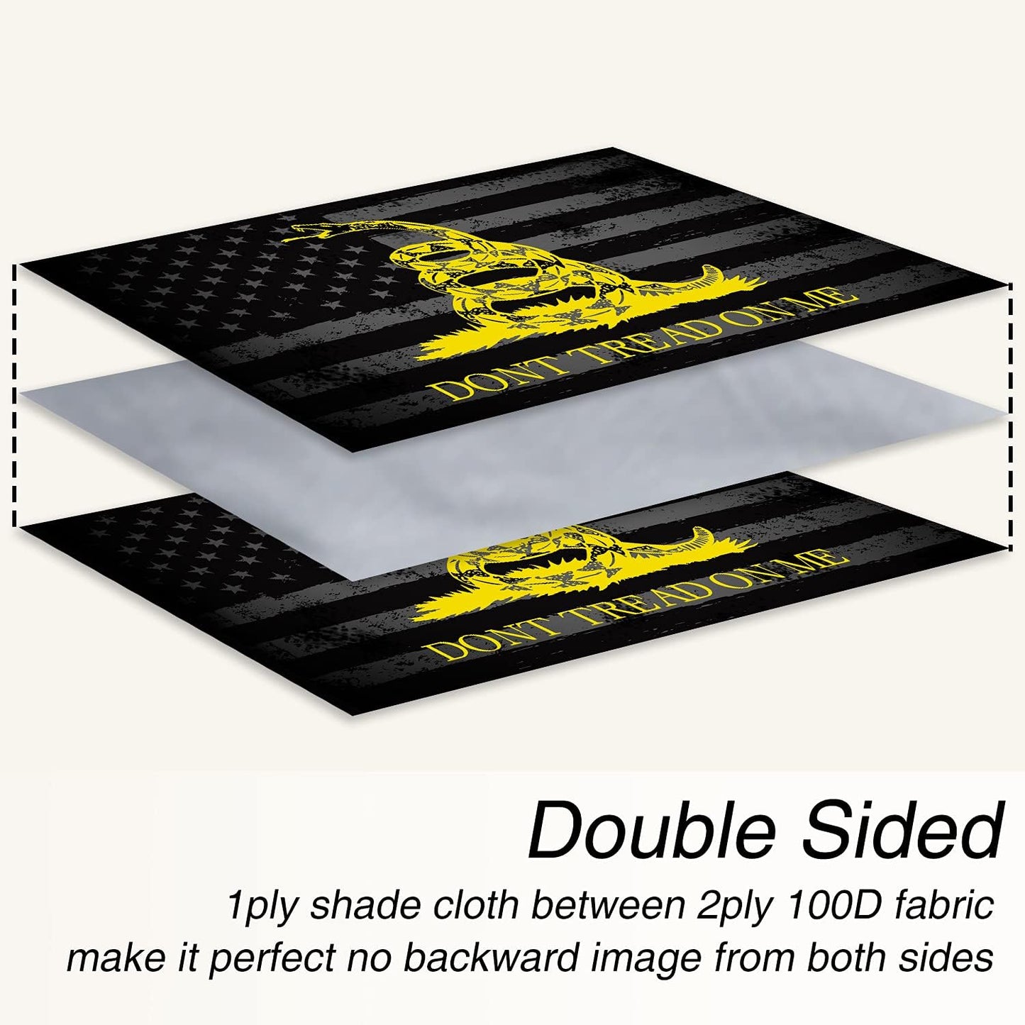 Bandera Americana Gadsden 2x3ft Poliéster Doble Costura