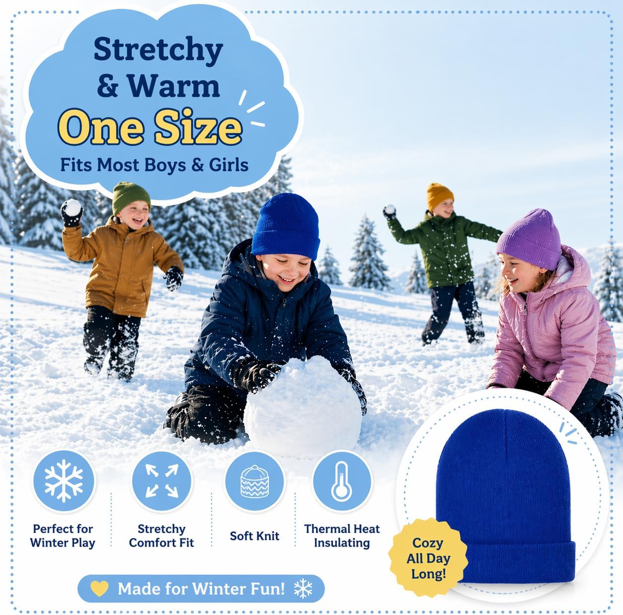 Pack 12 gorros invierno niños clima frío