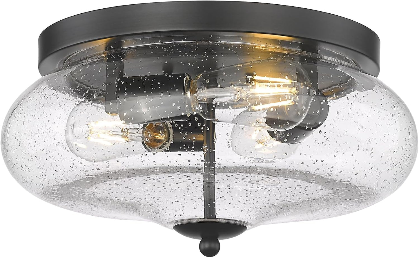 Lámpara techo 3 luces empotrable vidrio semillado negro