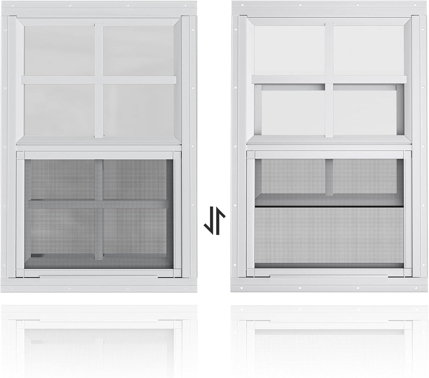 2 Ventanas Cobertizo 14x21" Montaje al Ras Blancas