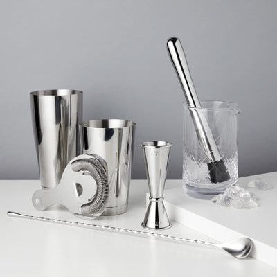 Kit camarero cocteleras Boston vaso mezclador colador cuchara bar