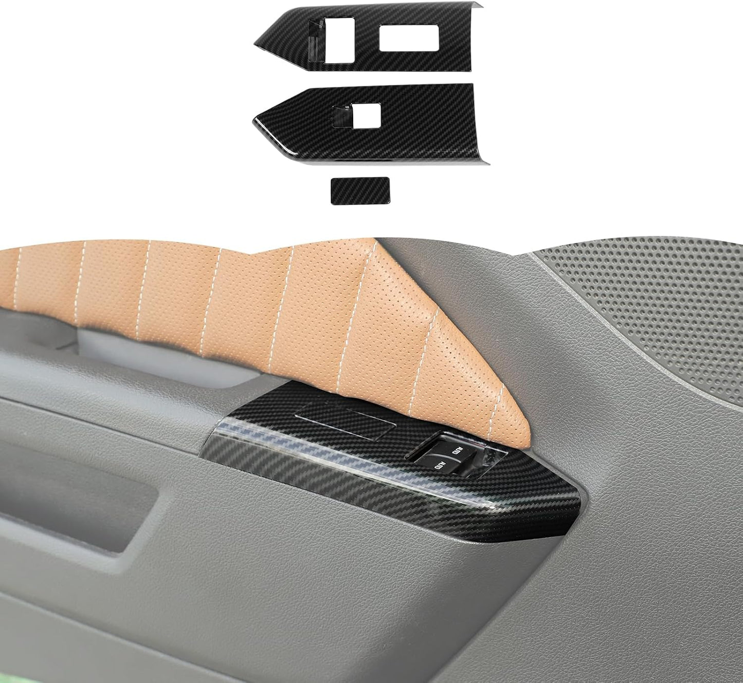 Cubierta panel interruptor fibra carbono Mustang