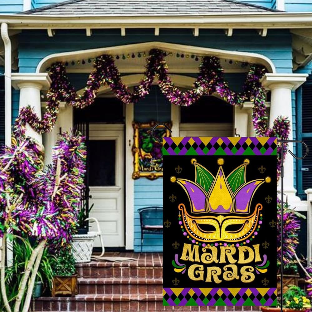 Máscara Mardi Gras 12x18pulg flor de lis doble cara