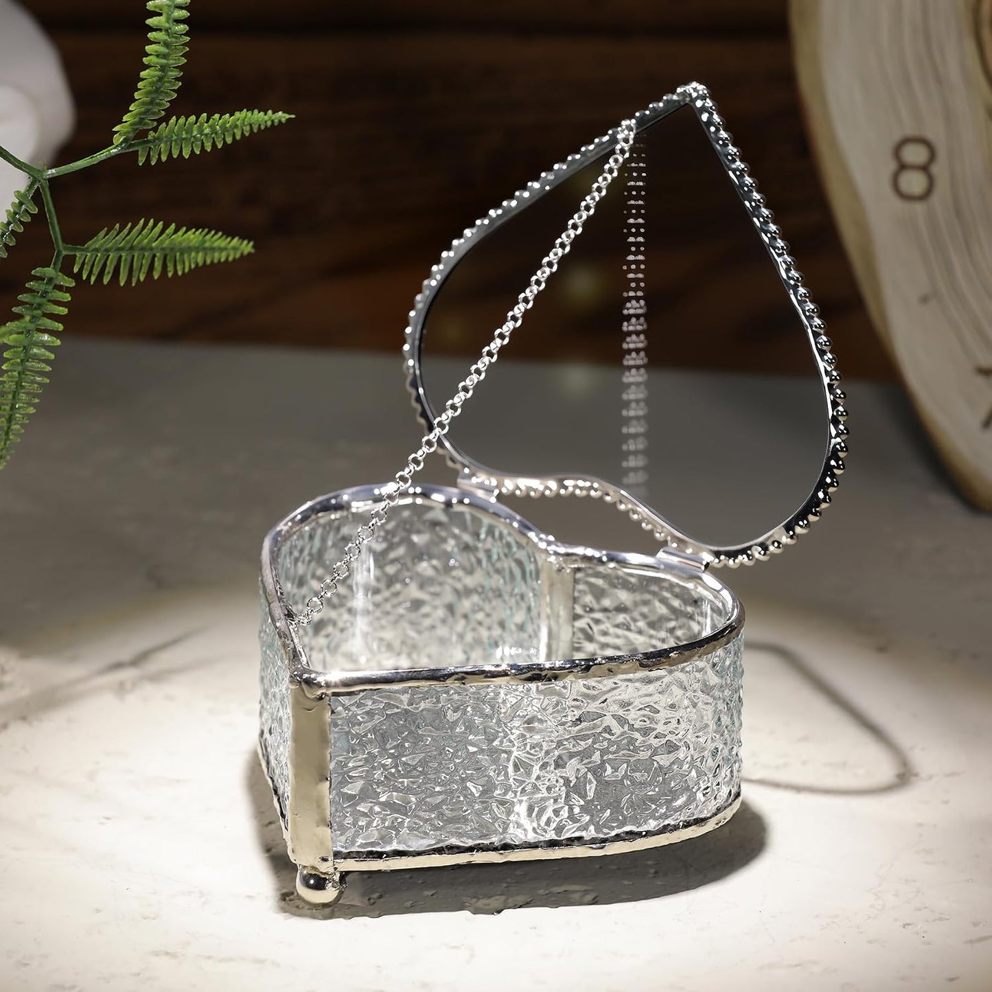Caja cristal vintage para anillos y recuerdos 4x3.6"