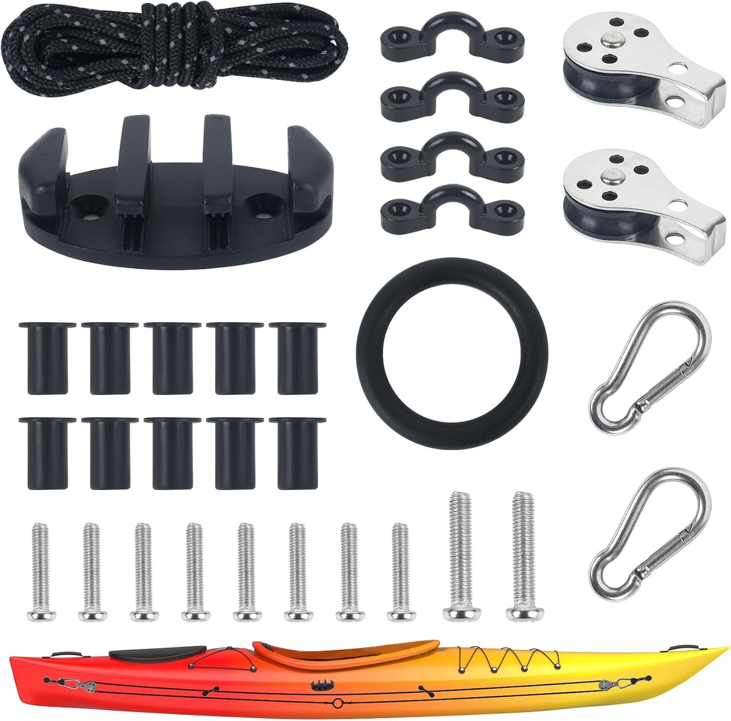 Kit anclaje canoa kayak cuerda reflectante 33pies
