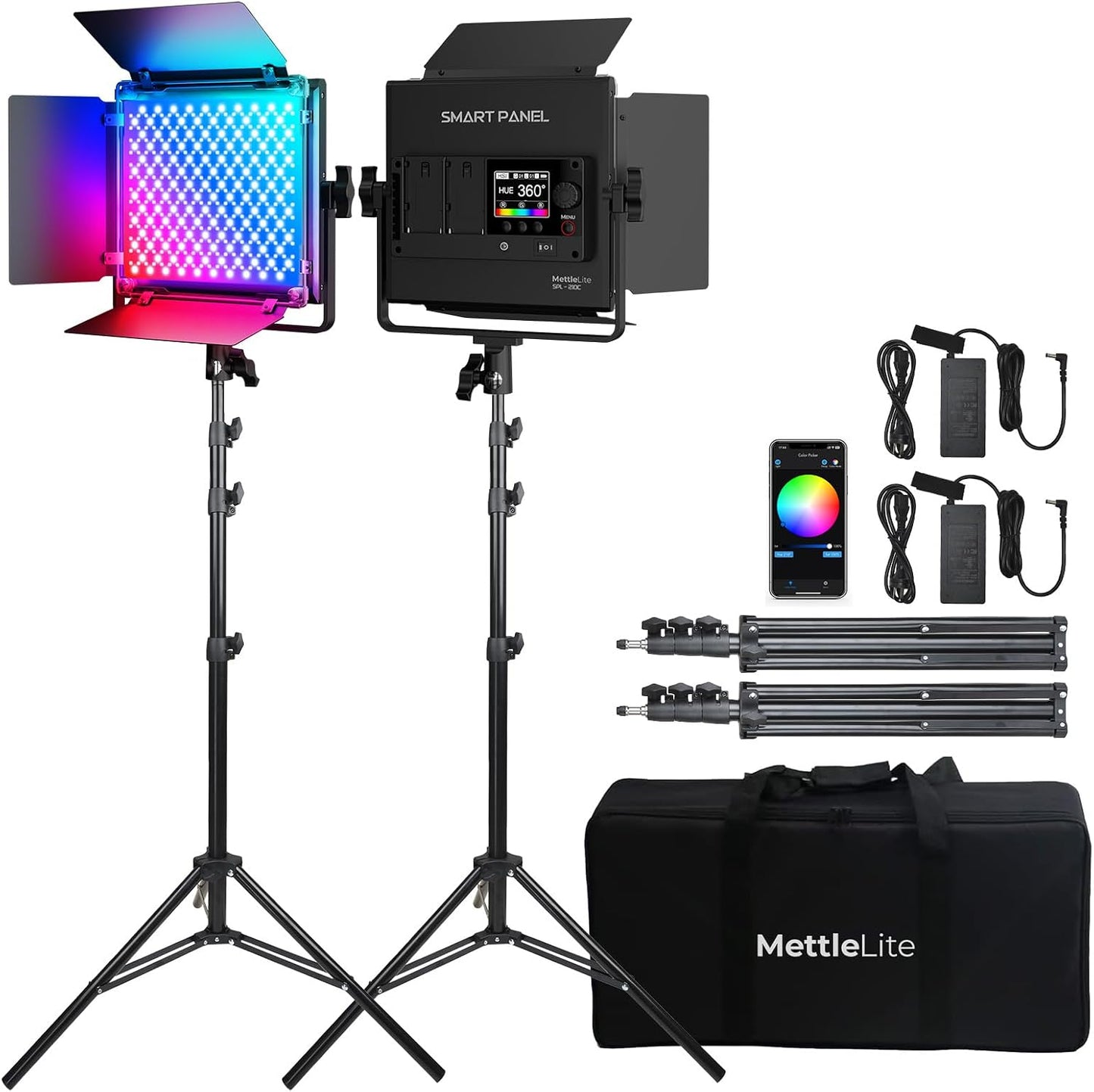 Kit luz LED RGB estudio 2800K-8000K control APP CRI 97