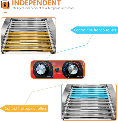 Rodillo perros calientes set 11 acero inox 1670W