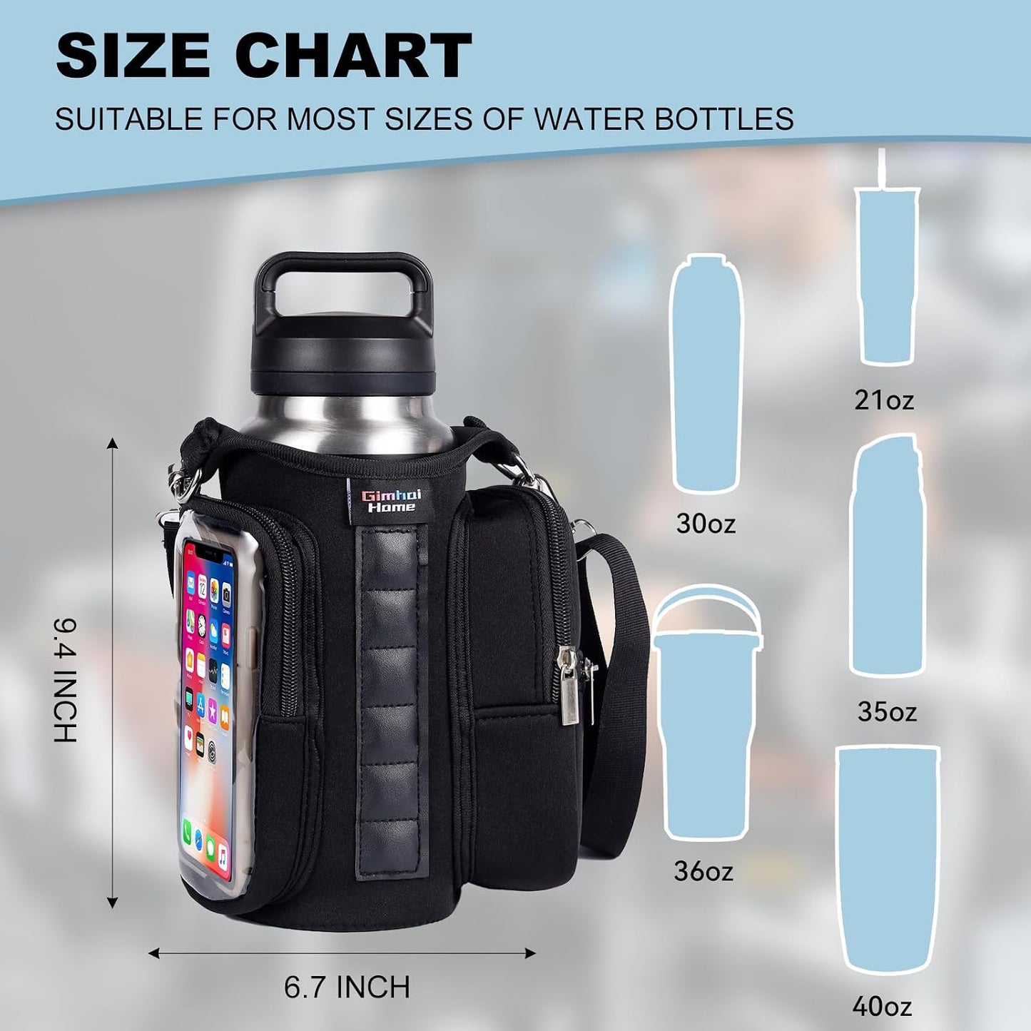 Bolsa magnética gimnasio con correa botella