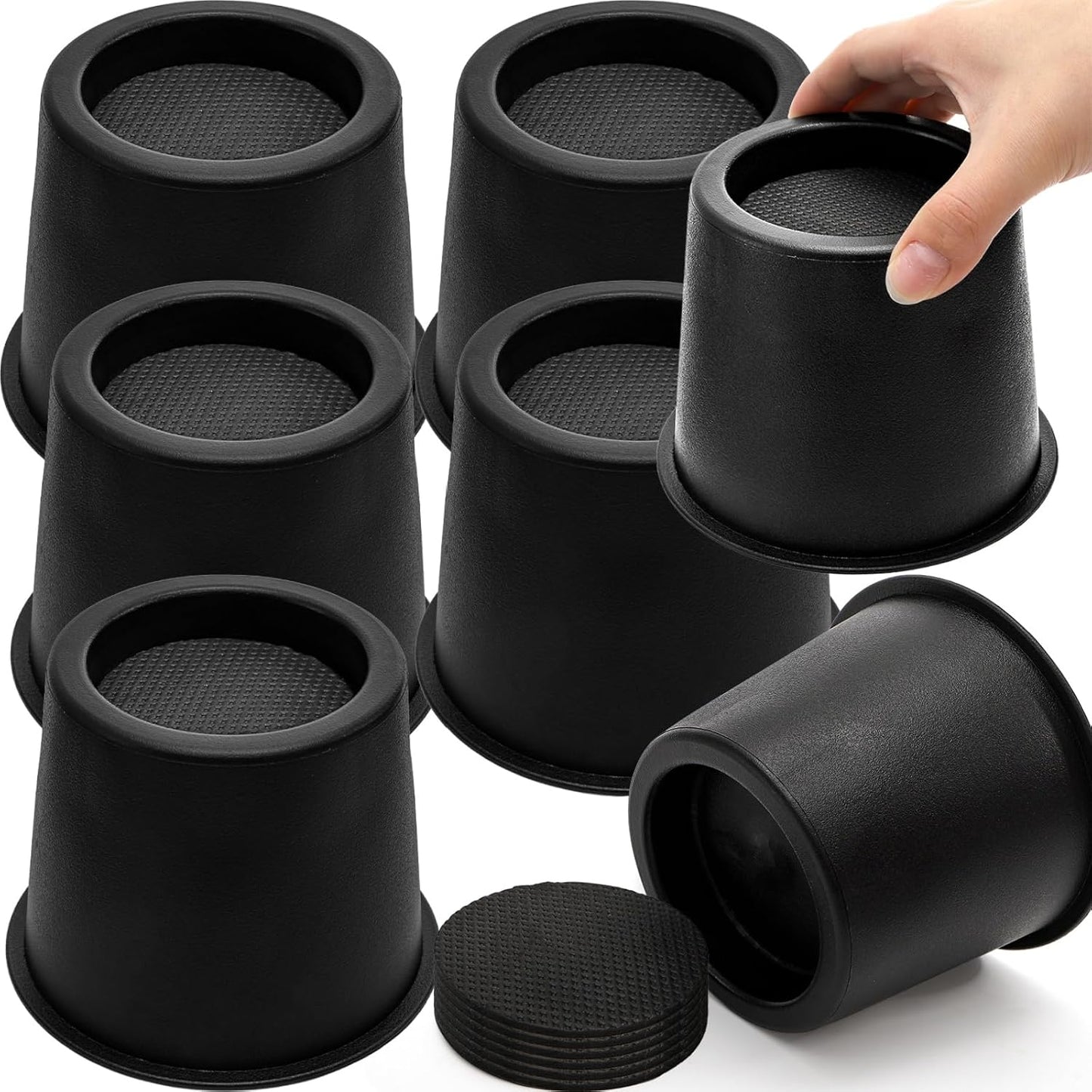 6 Pzas Elevadores Cama 4pulg Negro Almohadillas Antiderrap