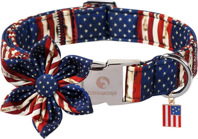 Collar perro bandera flor ajustable 4 de julio