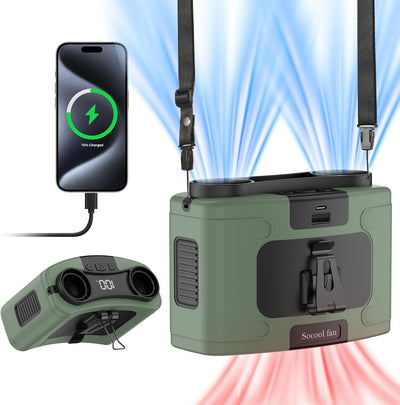 Ventilador cintura 10000 mAh 20h 10 vel dual banco de ener
