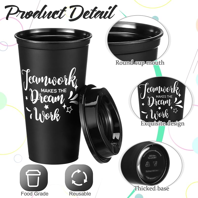 20 Pzas Taza Café Plástico 16oz con Tapas y Llaveros