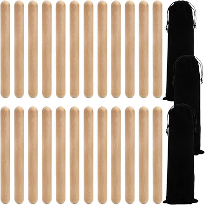 24 Palos Ritmo Madera 8pulg 3 Bolsas Transporte