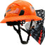 Casco construcción OSHA con visor y cinta para cuello