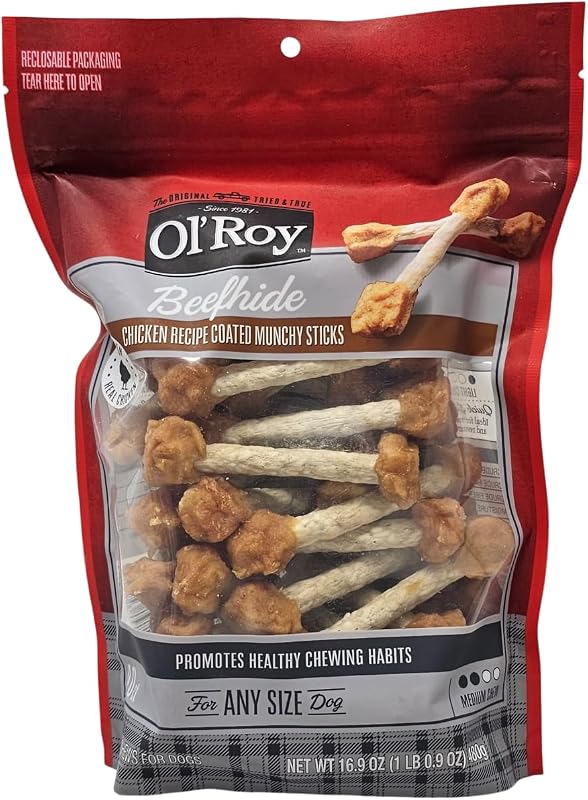 Palitos pollo con carne res 16.9oz bolsa 40 golosinas perros