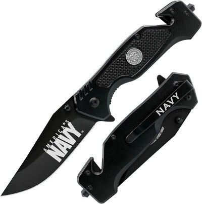 Cuchillo plegable USN negro para marinero